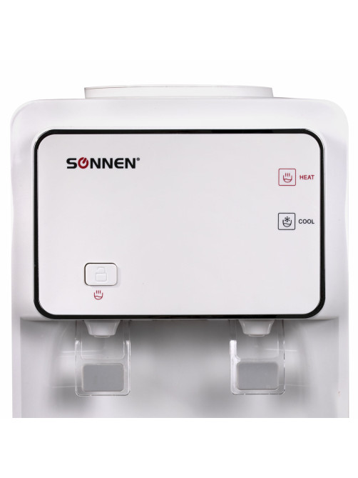 Кулер для воды SONNEN FSE-02i, напольный, НАГРЕВ/ОХЛАЖДЕНИЕ ЭЛЕКТРОННОЕ, шкаф, 2 крана, белый, 455742