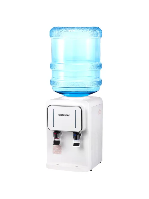 Кулер для воды SONNEN TSE-02W, настольный, НАГРЕВ/ОХЛАЖДЕНИЕ ЭЛЕКТРОННОЕ, 2 крана, белый, 456173