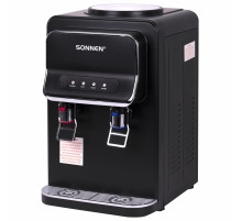Кулер для воды SONNEN TSE-02WB, настольный, НАГРЕВ/ОХЛАЖДЕНИЕ ЭЛЕКТРОННОЕ, 2 крана, черный, 456174