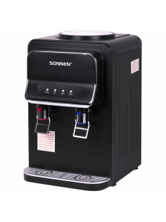 Кулер для воды SONNEN TSE-02WB, настольный, НАГРЕВ/ОХЛАЖДЕНИЕ ЭЛЕКТРОННОЕ, 2 крана, черный, 456174