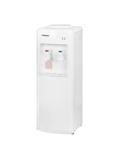 Кулер для воды SONNEN FSE-02W, напольный, НАГРЕВ/ОХЛАЖДЕНИЕ ЭЛЕКТРОННОЕ, 2 крана, белый, 456172