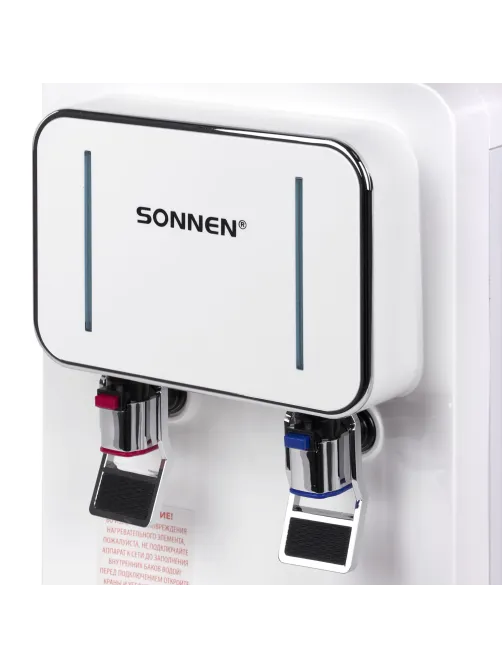 Кулер для воды SONNEN TSE-02W, настольный, НАГРЕВ/ОХЛАЖДЕНИЕ ЭЛЕКТРОННОЕ, 2 крана, белый, 456173