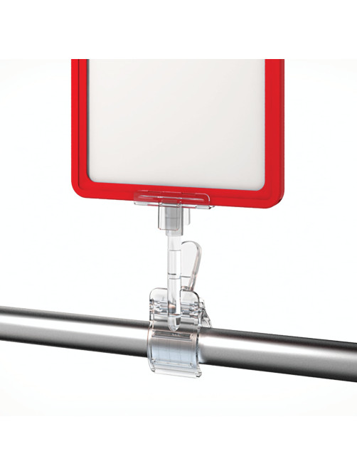 Держатели-прищепки для рамок POS универсальные, КОМПЛЕКТ 10 шт., CLAMP-T, пластиковые, прозрачные, 102186-00