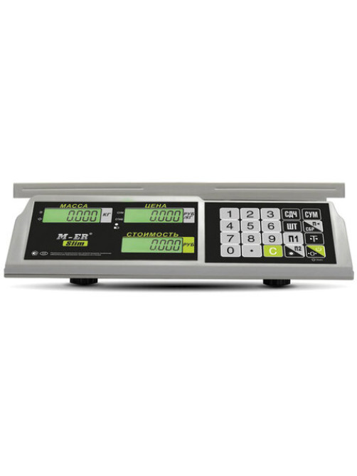 Весы торговые MERTECH M-ER 326AC-15.2 LCD (0,04-15 кг), дискретность 5 г, платформа 325x230 мм, без стойки, 3040