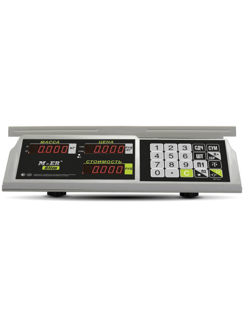 Весы торговые MERTECH M-ER 326-15.2 LED (0,05-15 кг), дискретность 2 г, платформа 325x230 мм, без стойки, 3042