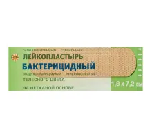 Лейкопластырь бактерицидный 1,9х7,2 см телесного цвета на нетканой основе, LEIKO, 213875