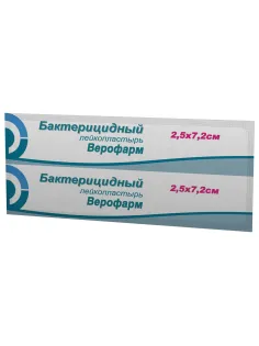 Лейкопластырь бактерицидный ВЕРОФАРМ, полоска 2,5х7,2 см, тканевая основа, 20024104
