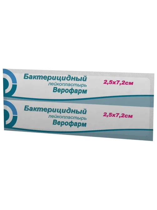 Лейкопластырь бактерицидный ВЕРОФАРМ, полоска 2,5х7,2 см, тканевая основа, 20024104