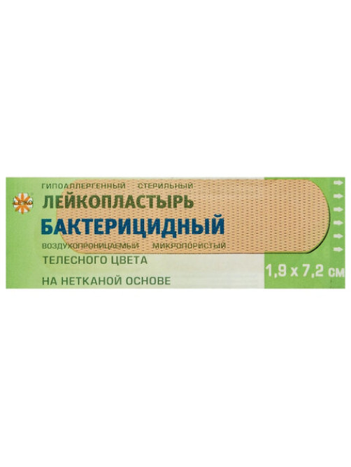 Лейкопластырь бактерицидный 1,9х7,2 см телесного цвета на нетканой основе, LEIKO, 213875