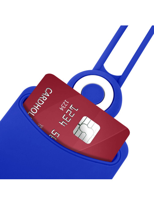 Бейдж вертикальный для пропуска и ID-карт, СИЛИКОНОВЫЙ, 85х54 мм, шнурок 42 см, синий, BRAUBERG, 238902
