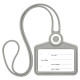 Бейдж горизонтальный для пропуска и ID-карт, СИЛИКОНОВЫЙ, 54х85 мм, шнурок 42 см, серый, BRAUBERG, 238909