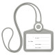 Бейдж горизонтальный для пропуска и ID-карт, СИЛИКОНОВЫЙ, 54х85 мм, шнурок 42 см, серый, BRAUBERG, 238909
