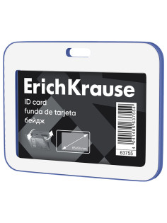 Бейдж горизонтальный ERICH KRAUSE (85х54 мм), корпус белый с синим, 63755