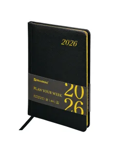Еженедельник датированный 2026, А5, 145х215 мм, BRAUBERG 