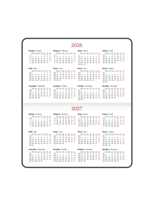 Еженедельник датированный 2026, МАЛЫЙ ФОРМАТ 95х155 мм, А6, BRAUBERG 