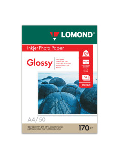 Фотобумага глянцевая, А4, 170 г/м2, односторонняя, 50 листов, LOMOND, 0102142