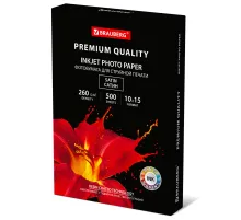 Фотобумага PREMIUM сатин, 10х15 см, 260 г/м2, односторонняя, 500 листов, BRAUBERG, 364002