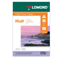 Фотобумага матовая, А4, 170 г/м2, двусторонняя, 100 листов, LOMOND, 0102006