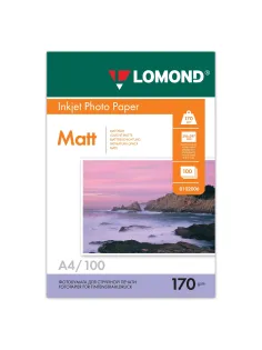 Фотобумага матовая, А4, 170 г/м2, двусторонняя, 100 листов, LOMOND, 0102006
