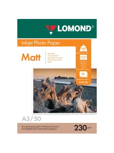 Фотобумага матовая БОЛЬШОГО ФОРМАТА, A3, 230 г/м2, односторонняя, 50 листов, LOMOND, 0102156