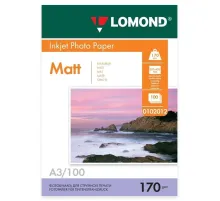 Фотобумага матовая БОЛЬШОГО ФОРМАТА, A3, 170 г/м2, двусторонняя, 100 листов, LOMOND, 0102012