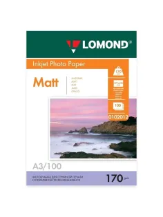 Фотобумага матовая БОЛЬШОГО ФОРМАТА, A3, 170 г/м2, двусторонняя, 100 листов, LOMOND, 0102012