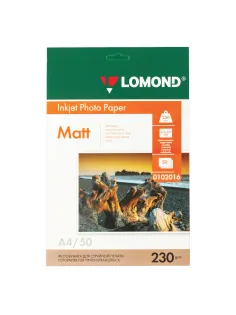 Фотобумага матовая, А4, 230 г/м2, односторонняя, 50 листов, LOMOND, 0102016
