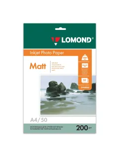 Фотобумага матовая, А4, 200 г/м2, двусторонняя, 50 листов, LOMOND, 0102033