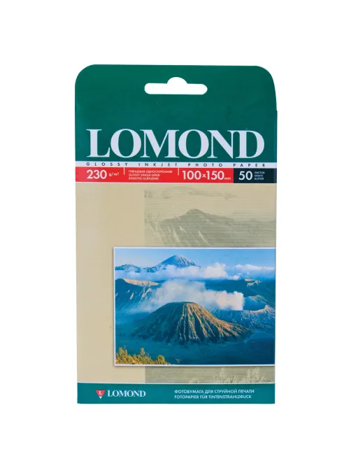 Фотобумага глянцевая, 10х15 см, 230 г/м2, односторонняя, 50 листов, LOMOND, 0102035