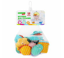 Игрушки для ванной, 17 штук, БОЛЬШОЙ НАБОР, с сетью для хранения, BRAUBERG KIDS, 665187