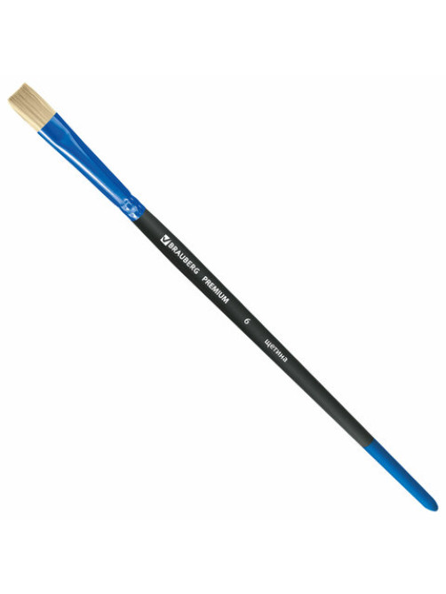 Кисть щетина, плоская № 6, BRAUBERG PREMIUM, 200995
