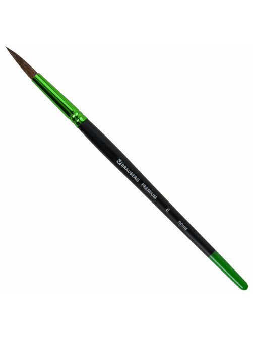 Кисть из ворса пони № 6, BRAUBERG PREMIUM, 200985