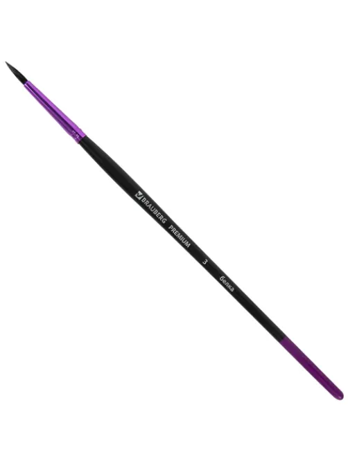 Кисть белка, круглая № 3, BRAUBERG PREMIUM, 200972