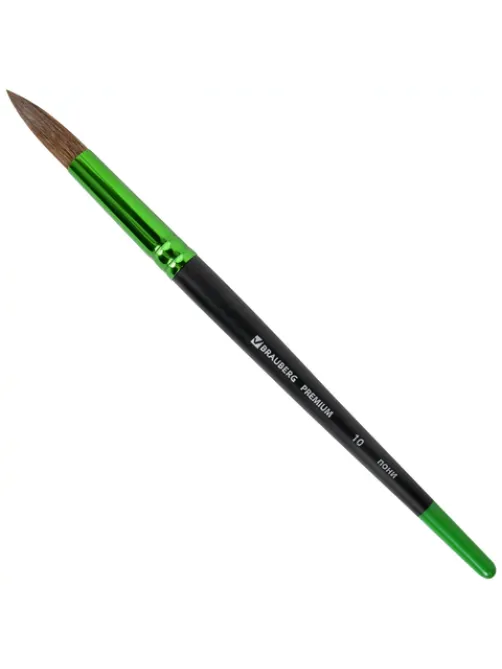Кисть из ворса пони № 10, BRAUBERG PREMIUM, 200989