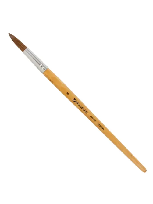 Кисть BRAUBERG, пони, круглая, № 8, 200194