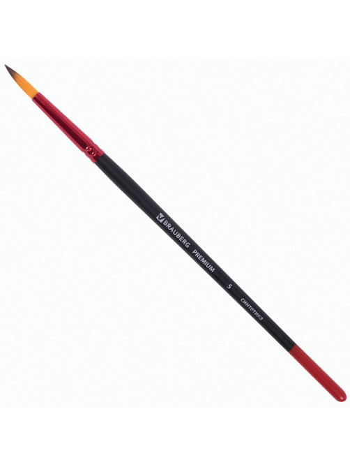 Кисти BRAUBERG PREMIUM, набор 5 шт. (синтетика, круглая № 1, 2, 3, 4, 5), блистер, 201025