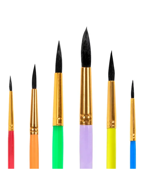 Кисти БЕЛКА набор 6 шт. (круглые № 1, 2, 3, 4, 5, 6), блистер, ЮНЛАНДИЯ, 201082