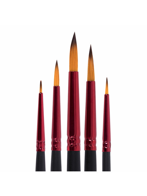 Кисти BRAUBERG PREMIUM, набор 5 шт. (синтетика, круглая № 1, 2, 3, 4, 5), блистер, 201025