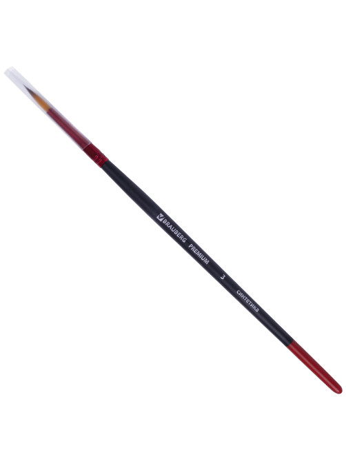 Кисть синтетика, круглая №3, BRAUBERG PREMIUM, 201002