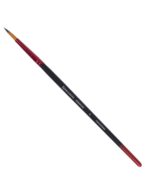 Кисть синтетика, круглая № 4, BRAUBERG PREMIUM, 201003