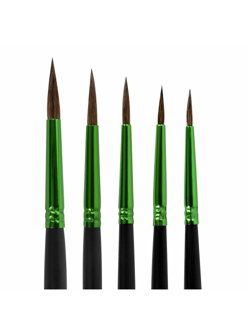 Кисти BRAUBERG PREMIUM, набор 5 шт. (из ворса пони круглые № 1, 2, 3, 4, 5), блистер, 201022