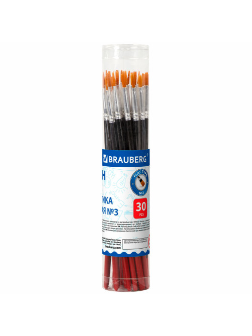 Кисть BRAUBERG синтетика, плоская, №3, 200866