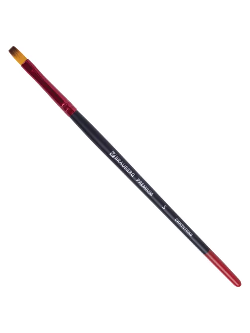 Кисть синтетика, плоская № 5, BRAUBERG PREMIUM, 201014