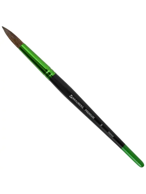Кисть из ворса пони № 9, BRAUBERG PREMIUM, 200988