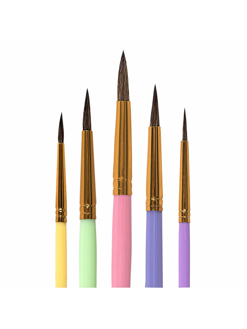 Кисти ПОНИ набор 5 шт. (круглые № 1, 2, 3,4, 5), блистер, BRAUBERG KIDS, 201072