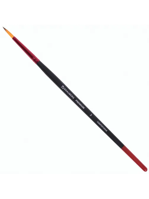 Кисти BRAUBERG PREMIUM, набор 5 шт. (синтетика, круглая № 1, 3, 5, плоская № 5, 8), блистер, 201024