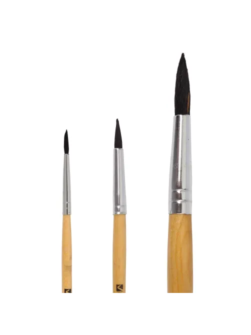 Кисти BRAUBERG, набор 3 шт. (белка, круглые № 2, 4, 6), блистер, 200216