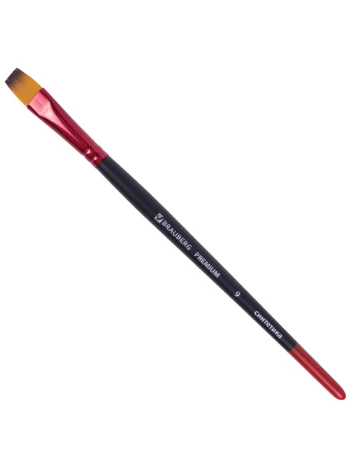 Кисть синтетика, плоская № 9, BRAUBERG PREMIUM, 201018