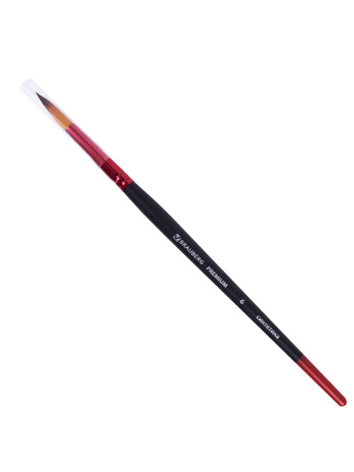 Кисть синтетика, круглая № 6, BRAUBERG PREMIUM, 201005