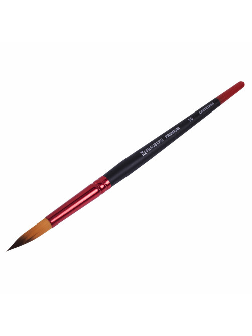 Кисть синтетика, круглая № 10, BRAUBERG PREMIUM, 201009